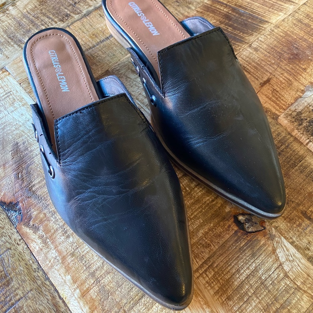 New Black Mule Slides